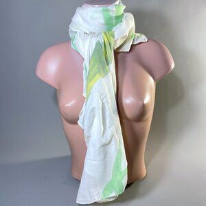 White Cotton Scarf featuring Bamboo Watercolors